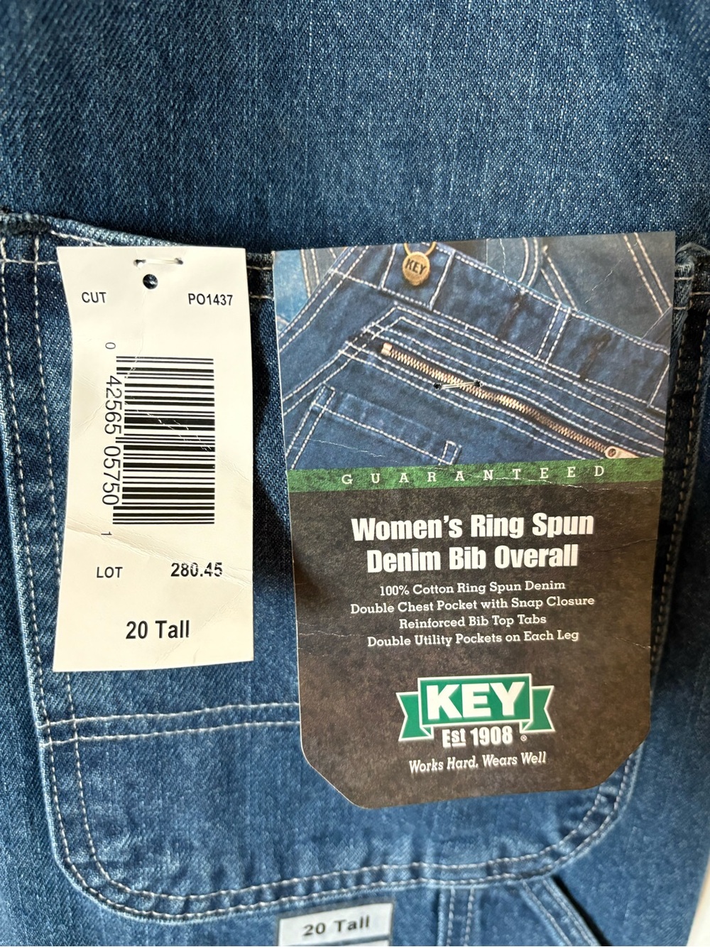 KEY Women's Blue Denim Ring-Spun Bib Overalls